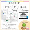 Read + Review - Earth's Hydrosphere / Water Distribution