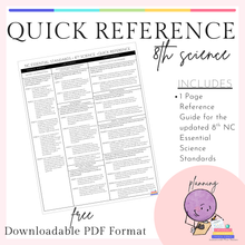  Quick Reference - NC 8th Science Standards